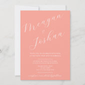 Modern Coral Script Spring Wedding Invitation Kaart (Voorkant)