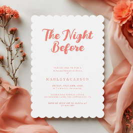 Modern Coral Script Wedding Rehearsal Dinner Kaart