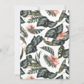 Modern Coral Tropics Lijst Wedding Kaart (Achterkant)