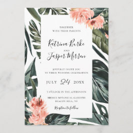 Modern Coral Tropics Lijst Wedding Kaart