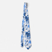 Modern Cornflower Blue Trendy Floral Stropdas (Achterkant)