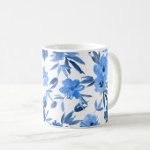 Modern Cornflower Royal Blue Floral Koffiemok (Voorkant rechts)