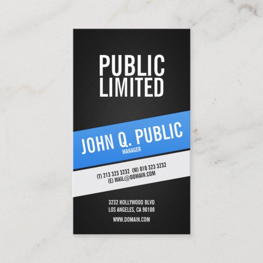 Modern Corporate Black Professional Visitekaartje (Voorkant)