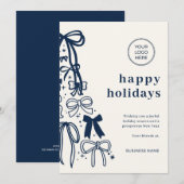Modern Corporate Blue Christmas Holiday Card Kaart (Voorkant / Achterkant)