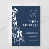 Modern Corporate Blue Christmas Holiday Card Kaart (Voorkant)