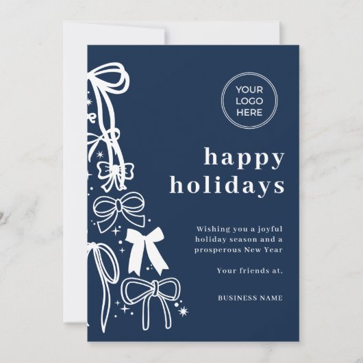Modern Corporate Blue Christmas Holiday Card Kaart (Voorkant)