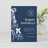 Modern Corporate Blue Christmas Holiday Card Kaart (Staand voorkant)