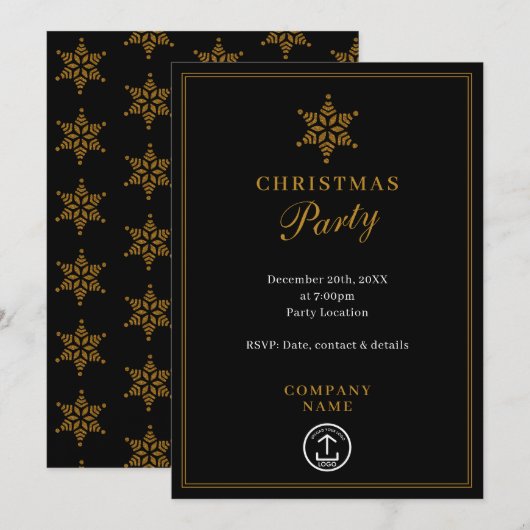 Modern Corporate Business Christmas Party Gold Kaart (Voorkant / Achterkant)