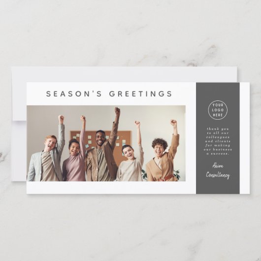 Modern Corporate Business Team Foto Ash Zwart Feestdagenkaart (Voorkant)