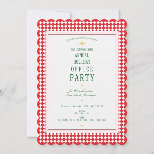 Modern Corporate Christmas Kantoor Holiday Party Kaart (Voorkant)
