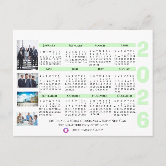 Modern Corporate Company Logo Photo 2026 Calendar Briefkaart (Voorkant)