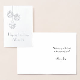 Modern Corporate Holiday Card in Silver Foil Folie Kaarten