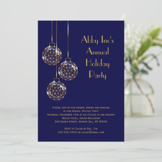 Modern Corporate Holiday Party Invitation - blauw Kaart (Staand voorkant)