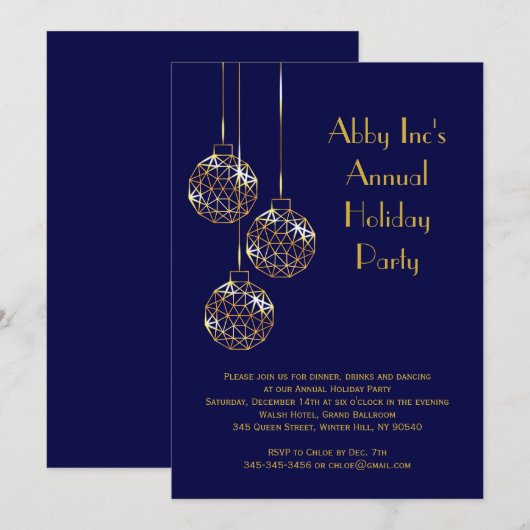 Modern Corporate Holiday Party Invitation - blauw Kaart (Voorkant / Achterkant)