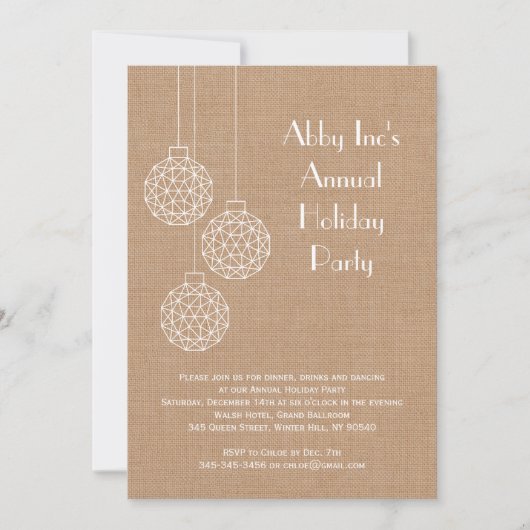 Modern Corporate Holiday Party Invitation - bruin Kaart (Voorkant)