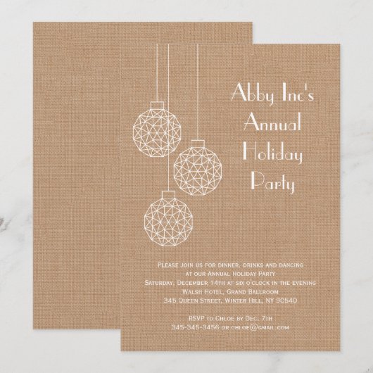 Modern Corporate Holiday Party Invitation - bruin Kaart (Voorkant / Achterkant)
