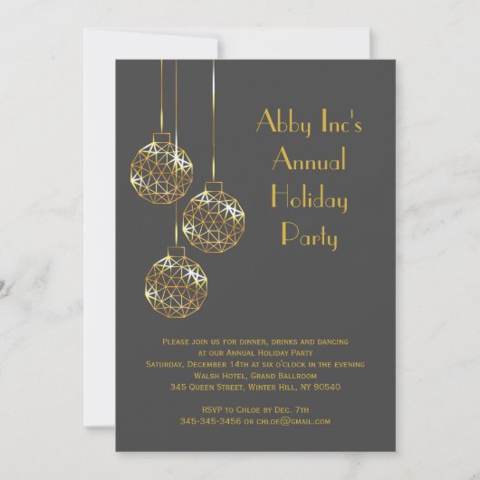 Modern Corporate Holiday Party Invitation - grijs Kaart (Voorkant)