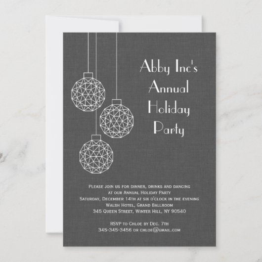 Modern Corporate Holiday Party Invitation - grijs Kaart (Voorkant)