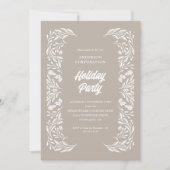 Modern Corporate Holiday Party Wit Foliage Kaart (Voorkant)