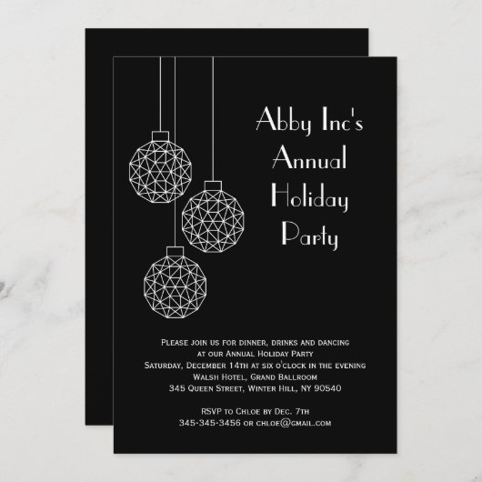 Modern Corporate Holiday Party - zwart Kaart (Voorkant / Achterkant)