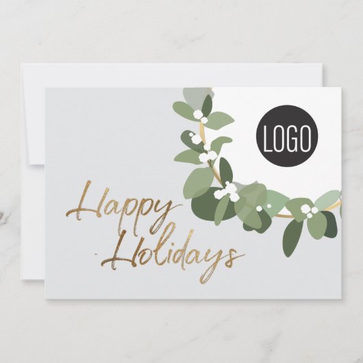 Modern Corporate Logo Happy Holidays No photo Grey Feestdagenkaart (Voorkant)