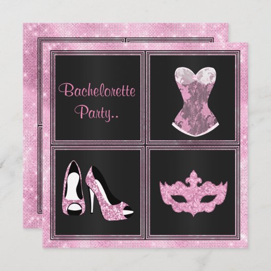 MODERN Corset roze aangepast BACHELORETTE PARTY Kaart (Voorkant / Achterkant)