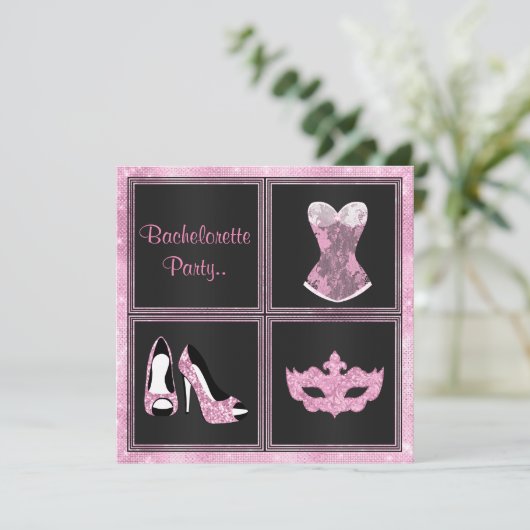 MODERN Corset roze aangepast BACHELORETTE PARTY Kaart (Staand voorkant)