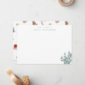 Modern Costal Green Zee Coral gepersonaliseerd Notitiekaartje (Voorkant / Achterkant in situ)