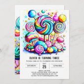 Modern Cotton Snoep bewerkbaar Verjaardag Kaart (Voorkant / Achterkant)