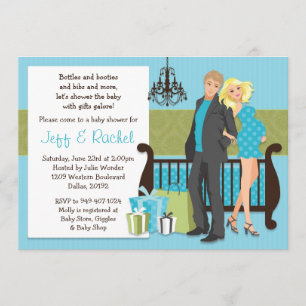 Modern Coule Baby shower Invitation for Boy Kaart