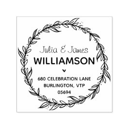 Modern country Address Foliage Wreate Zelfinktende Stempel