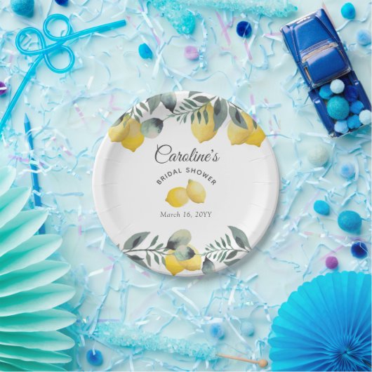 Modern Country Lemons Boho Greenery Vrijgezellenfe Papieren Bordje (Feest)