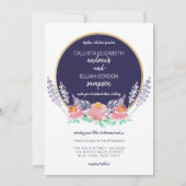 Modern Country Navy Roze Lila Wild Flower Wedding Kaart (Voorkant)