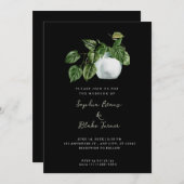 Modern country Potted Plant Black Wedding Kaart (Voorkant / Achterkant)