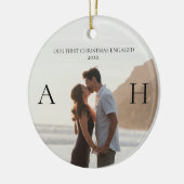 Modern Couple 2 Photo First Christmas Engaged Keramisch Ornament (Links)
