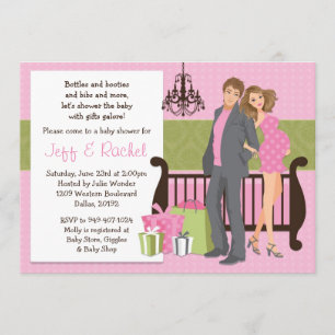 Modern Couple Baby shower Invitation for Girl Kaart