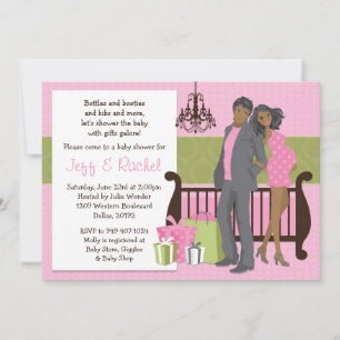 Modern Couple Baby shower Invitation for Girl Kaart