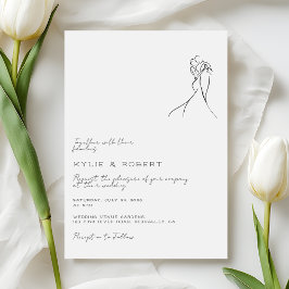 Modern Couple Drawing Romantic Wedding Kaart