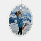 Modern Couple Engagement Photo First Christmas Keramisch Ornament (Rechts)