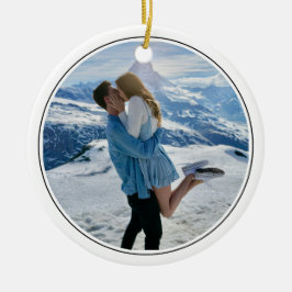 Modern Couple Engagement Photo First Christmas Keramisch Ornament