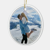 Modern Couple Engagement Photo First Christmas Keramisch Ornament (Links)