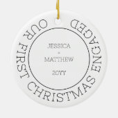 Modern Couple Engagement Photo First Christmas Keramisch Ornament (Achterkant)