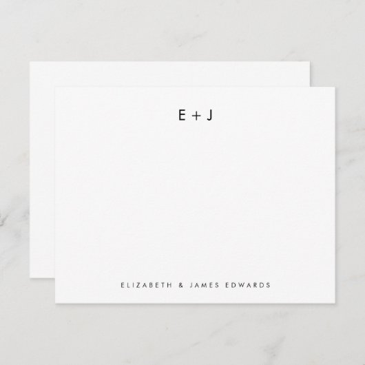 Modern Couple Monogram Initials Personalized Notitiekaartje (Voorkant / Achterkant)