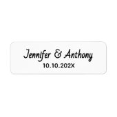 Modern Couple Names & Date Wedding - Black Etiket (Voorkant)