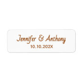 Modern Couple Names & Date Wedding - Bronze Etiket (Voorkant)