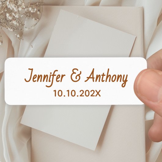 Modern Couple Names & Date Wedding - Bronze Etiket