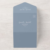 Modern Couple Photo Dusty Blue Wedding All In One Uitnodiging (Buitenkant)