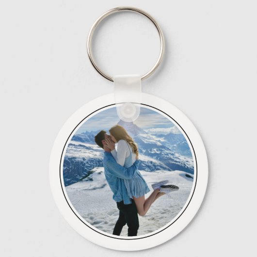 Modern Couple Photo First Christmas Engaged Sleutelhanger (Voorkant)