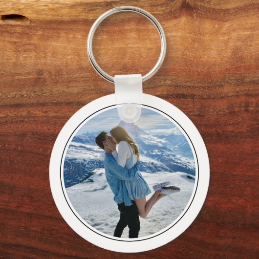 Modern Couple Photo First Christmas Engaged Sleutelhanger (Voorkant)