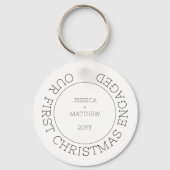 Modern Couple Photo First Christmas Engaged Sleutelhanger (Achterkant)
